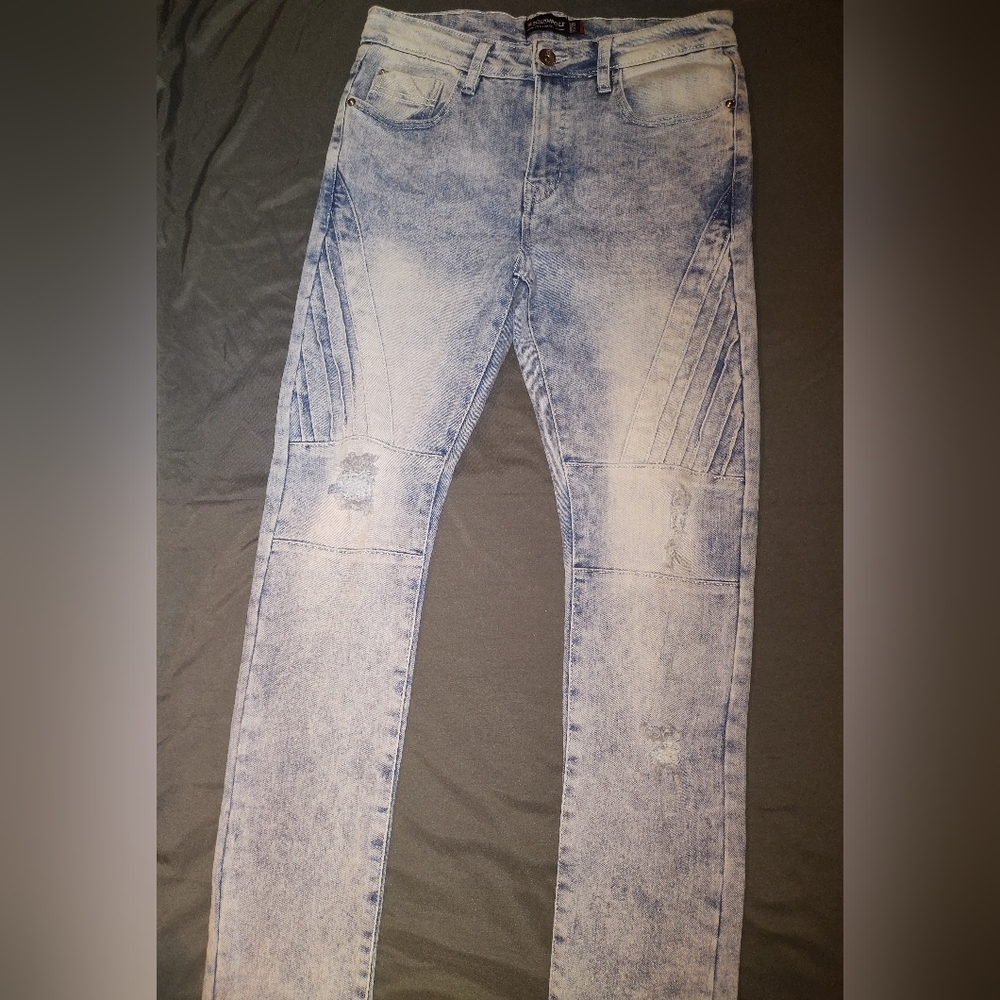 Southpole Bleach Washed Skinny Fit Stretch Jeans 30x32 biker jeans distressed